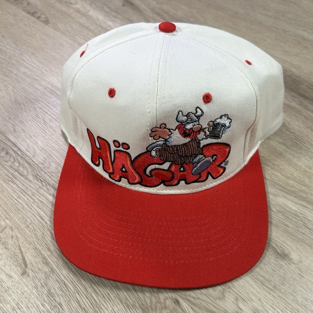 VTG 1994 Hagar The Terrible Snapback Hat Comic Cartoon Headstart Beige Cap